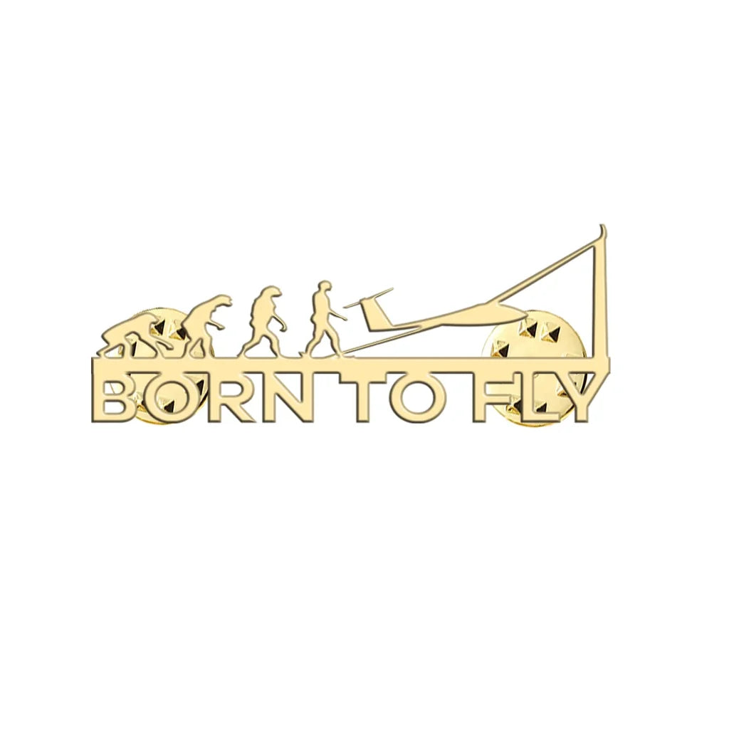 Born To Fly Glider aviation hollow pin in polished alloy.