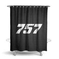 Thumbnail for Boeing 757 Flat Text aviation design on waterproof polyester shower curtain.