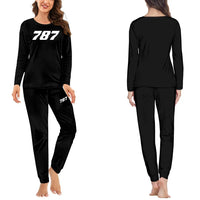 Thumbnail for Boeing 787 Flat Text women pajamas - Black