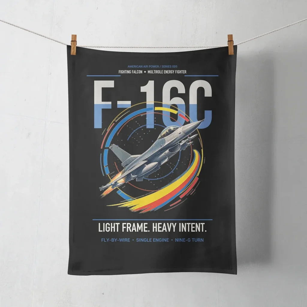 F-16C Fighting Falcon design on black towel