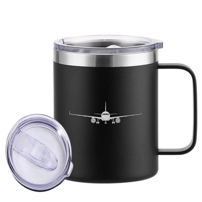 Airbus A320 Silhouette aviation design on laser-engraved mug, permanent laser engraving on stainless.