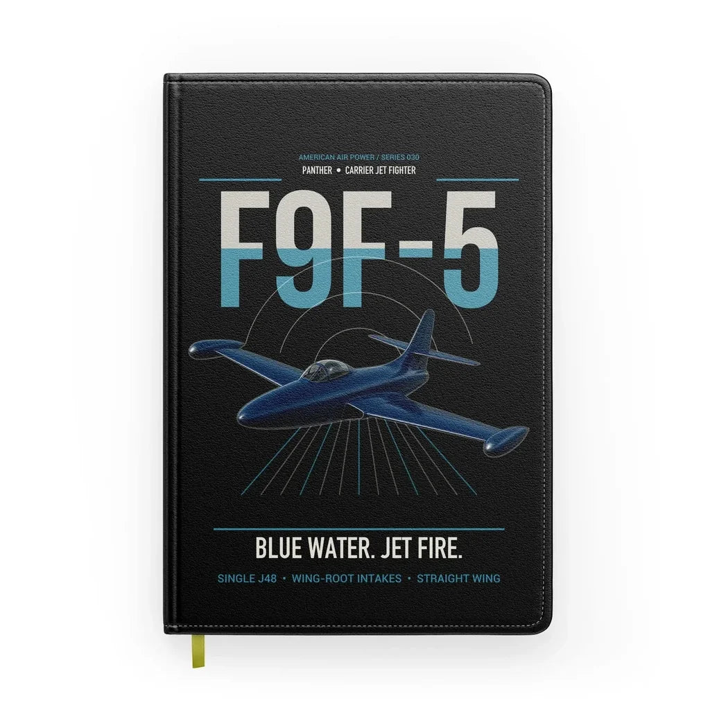 F9F-5 Panther design on black notebook
