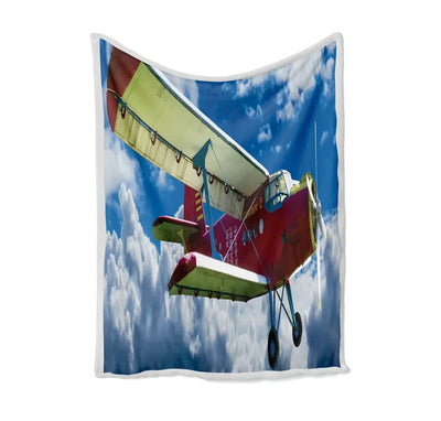 Beautiful Clouds & Antonov-2 Bed Blankets & aviation print on soft fleece blanket.