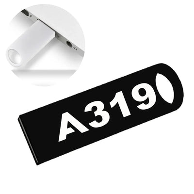 Airbus A319 Flat Text aviation design on durable waterproof casing waterproof USB device.