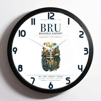 Thumbnail for Brussels Airport (BRU) design on white framed wall clock