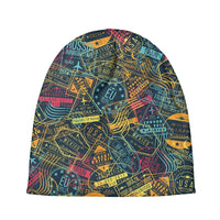 Thumbnail for Dark Coloured Passport Stamps aviation embroidery on soft knit fabric 3D knit beanie.