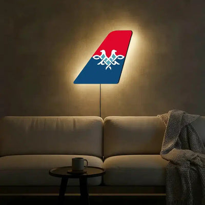 Air Serbia aviation design on durable metal with LED aircraft tail wall art.