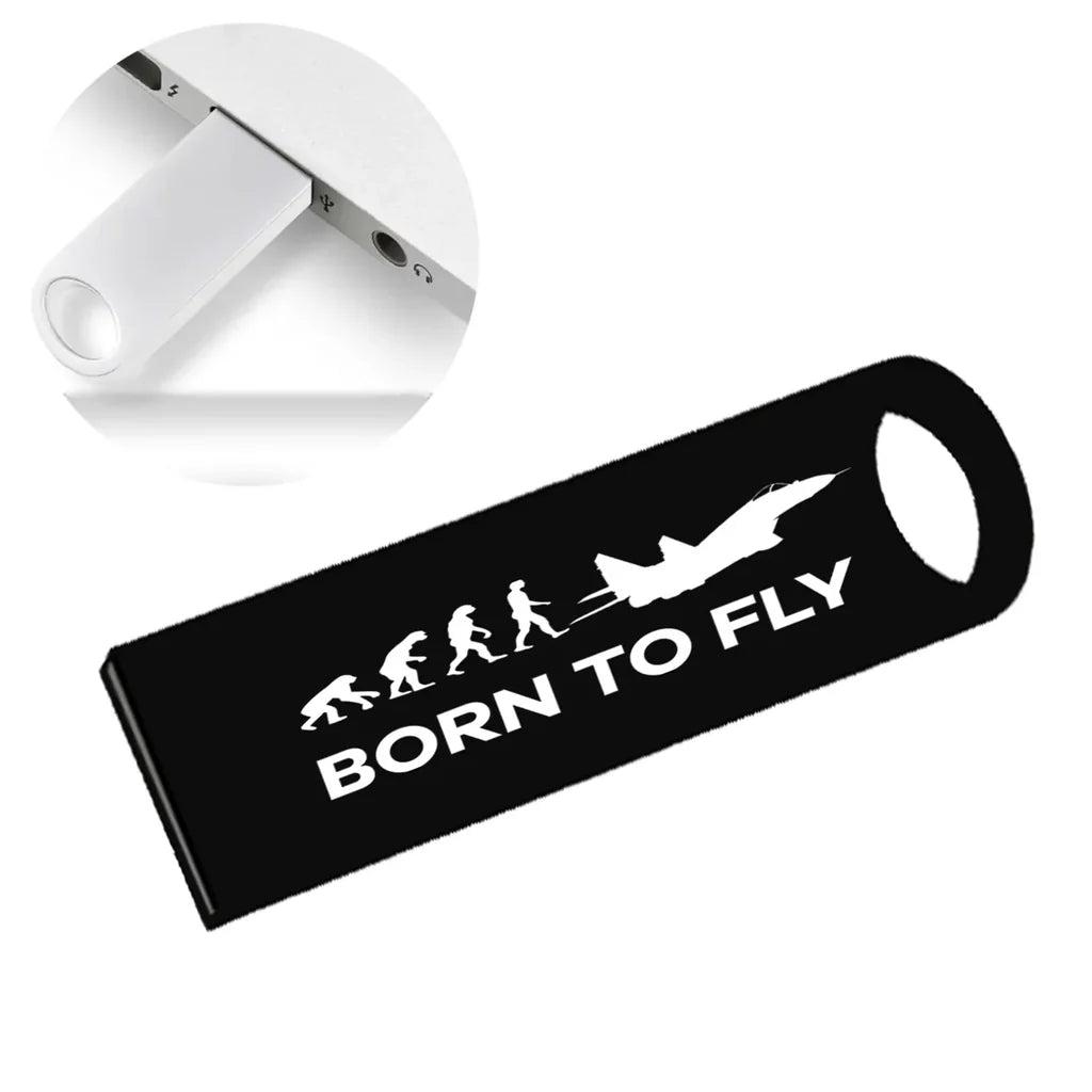 Born To Fly aviation design on durable waterproof casing waterproof USB device.