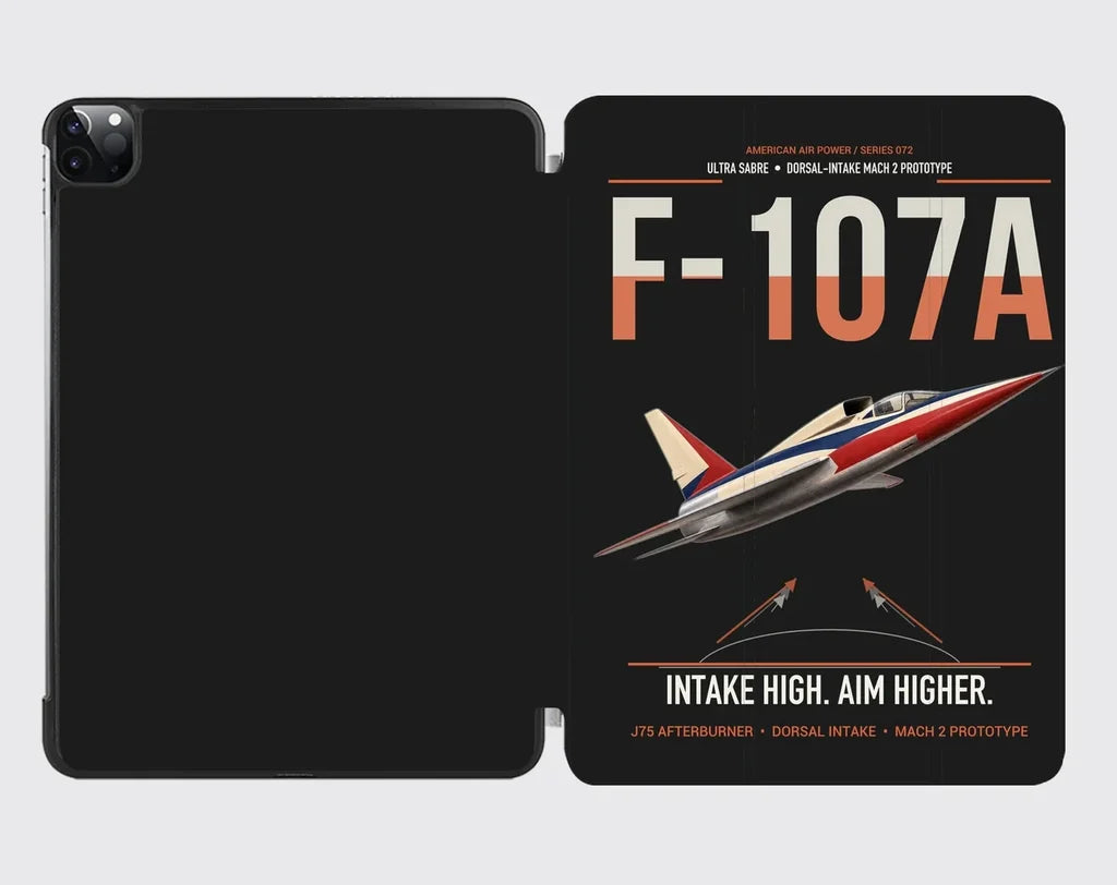 F-107A Ultra Sabre design on black ipad tablet case