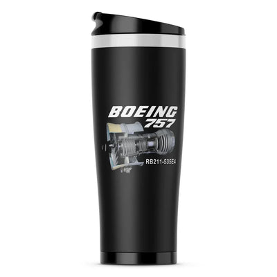 Boeing 757 & Rolls Royce Engine (RB211) aviation design on stainless travel mug, vacuum-insulated double-wall stainless.