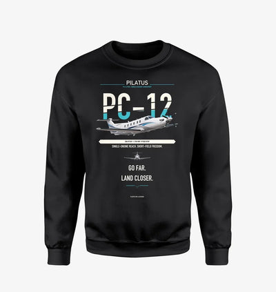 Pilatus PC-12 PRO design on black sweatshirt