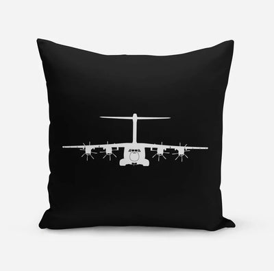 Airbus A400M Silhouette aviation design on soft polyester filling pillow.