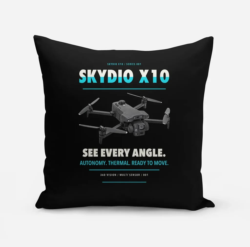 Skydio X10 design on black pillow