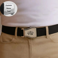 Thumbnail for Military Transport Airplane C 130 aviation seat-belt buckle accessory, real seat-belt webbing.