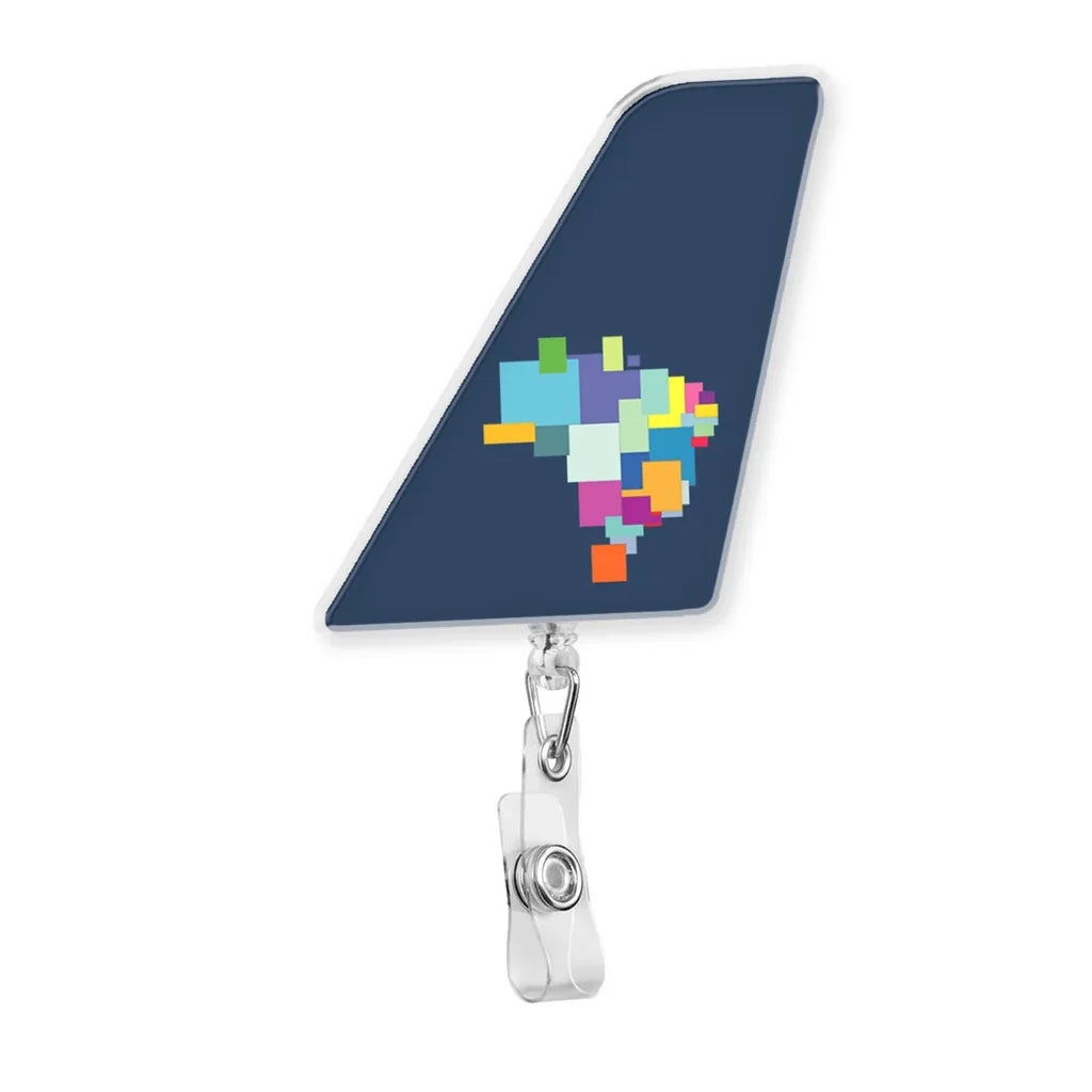 Azul Brazilian Airlines aviation design on durable plastic with metal clip tail-shape retractable ID card badge.