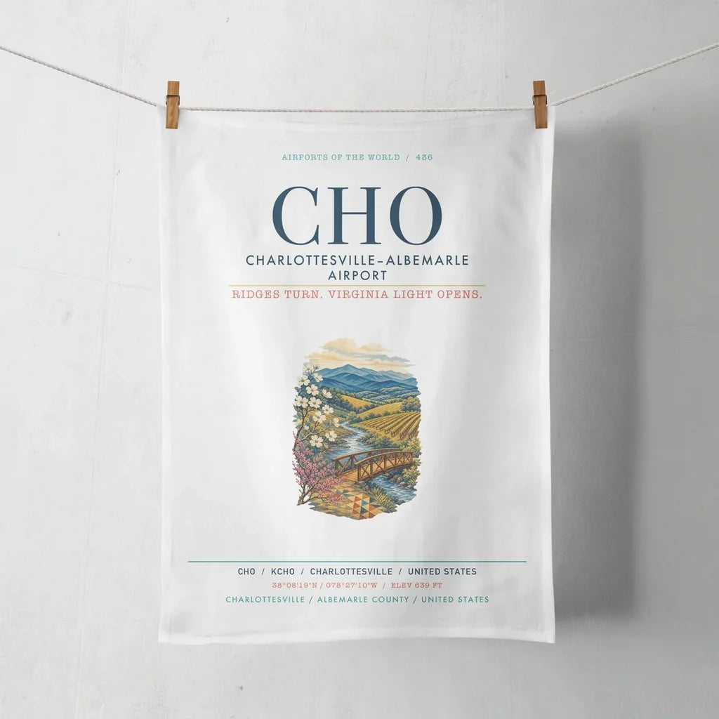 Charlottesville–Albemarle Airport (CHO) design on white towel