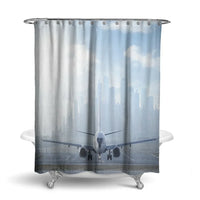 Thumbnail for Boeing 737 & City View Behind aviation design on waterproof polyester shower curtain.
