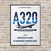 Thumbnail for Airbus A320P2F vertical canvas print - framed - white background
