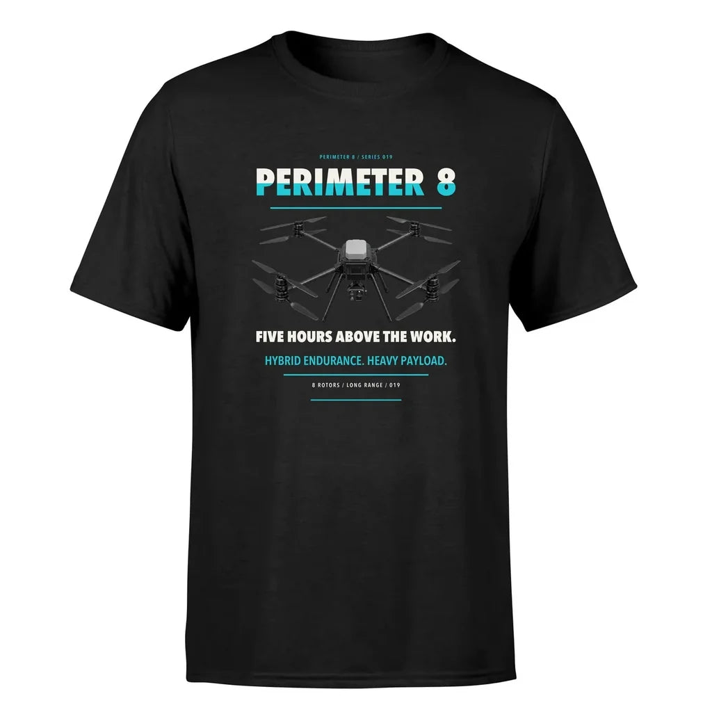 Skyfront Perimeter 8 design on black single side