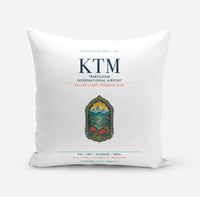 Thumbnail for Tribhuvan International Airport Kathmandu (KTM) design on white pillow
