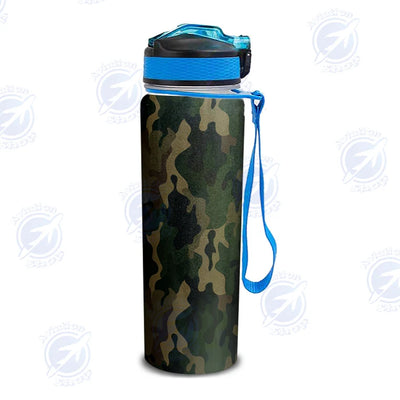 Military Camouflage Army Green Sports aviation design on sport kettle, insulated bottle with sport spout.
