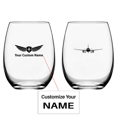 Airbus A320 Silhouette Water & Drink aviation design on water glass, crystal-clear premium glassware.