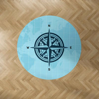 Thumbnail for Plain Blue Compass Carpet & Floor Mats (Round) aviation print round carpet floor mat, durable carpet pile with non-slip backi.