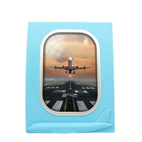 Thumbnail for Aircraft Departing from RW30 aviation design on durable resin with glass face airplane window photo frame.