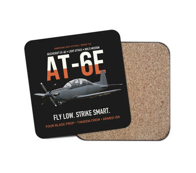 AT-6E Wolverine Light Attack design on black 1 piece coaster