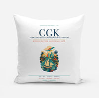 Thumbnail for Jakarta Soekarno-Hatta International Airport (CGK) design on white pillow