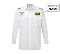Thumbnail for Because I was Inverted aviation design printed on crisp poplin cotton long-sleeve pilot shirt.