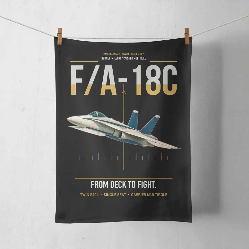 F-A-18C Hornet design on black towel