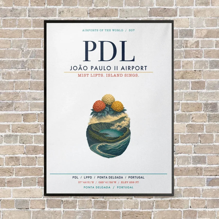 João Paulo II Airport PDL vertical canvas print - framed - white background
