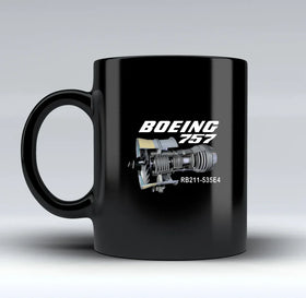 Boeing 757 & Rolls Royce Engine (RB211) Black Mugs