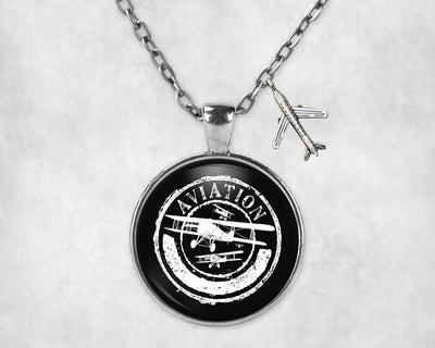 Aviation Lovers aviation-themed necklace, polished stainless steel.
