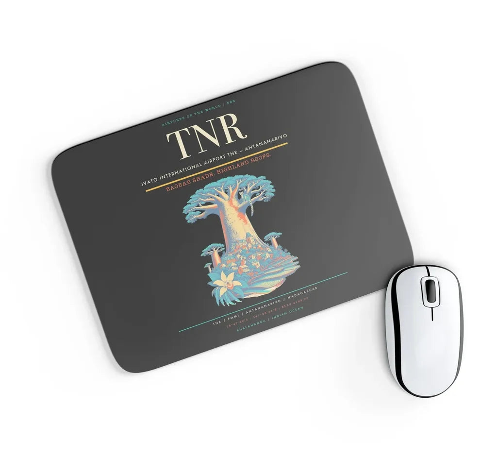 Ivato International Airport (TNR) design on black rectangle mouse pad