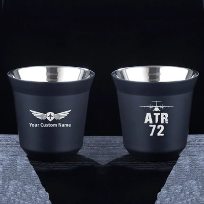 ATR-72 & Plane aviation design on double-wall coffee mug, vacuum-insulated double-wall.