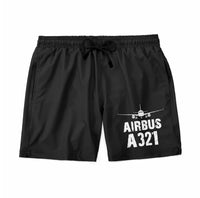 Thumbnail for Airbus A321 & Plane aviation design on quick-dry polyester swim trunks.