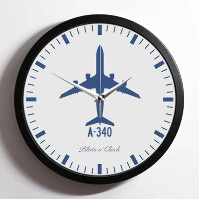 Airbus A340 aviation design on premium wood and metal wall clock.
