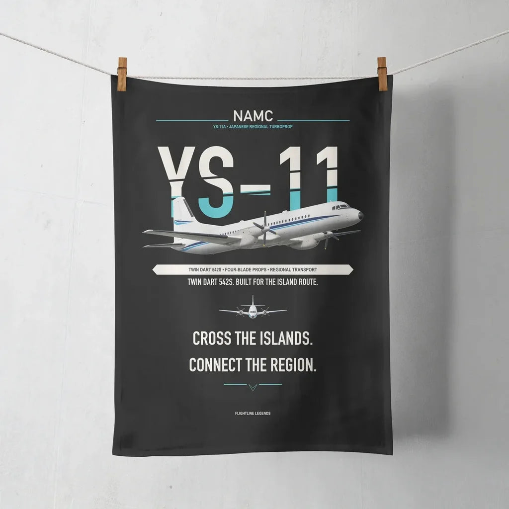 NAMC YS-11A design on black towel
