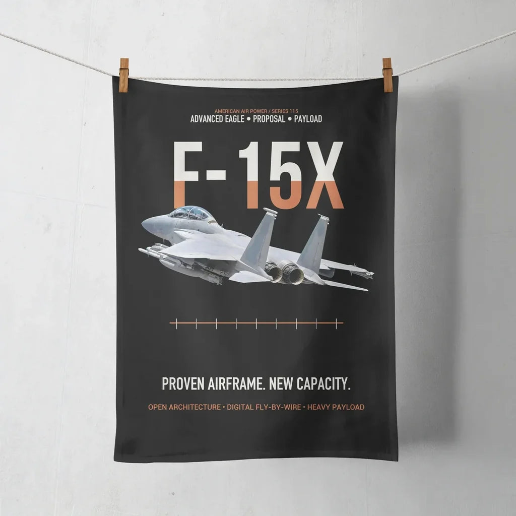 F-15X Advanced Eagle Proposal Proven Airframe New Capacity design on black towel
