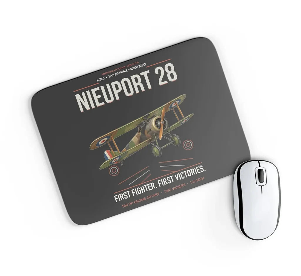 Nieuport 28C.1 design on black rectangle mouse pad