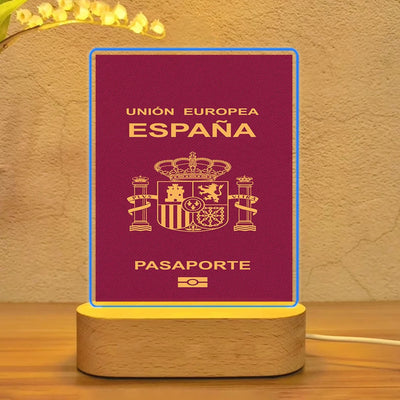 Spain Passport aviation themed night lamp, premium acrylic with LED.
