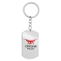Thumbnail for Side view of Drone Pilot Stainless Steel Key Chains (Double Side) aviation double-side stainless steel key chain in stainless.