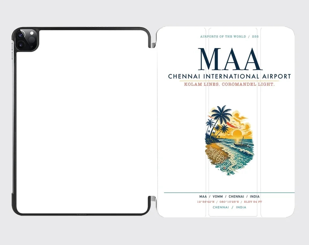 Chennai International Airport (MAA) design on white ipad tablet case