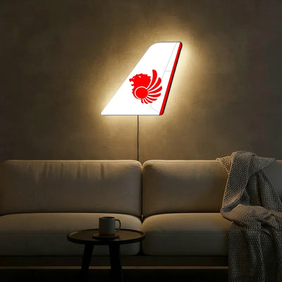 Lion Air aviation design on durable metal with LED aircraft tail wall art.