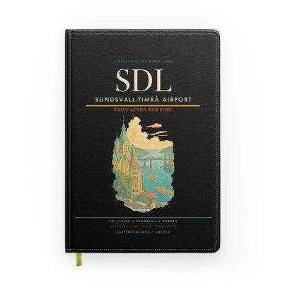 Sundsvall-Timrå Airport (SDL) design on black notebook