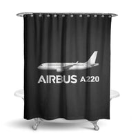 Thumbnail for The Airbus A220 aviation design on waterproof polyester shower curtain.