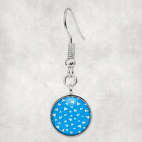 Thumbnail for Side view of Paper Airplanes (Blue) aviation earrings in hypoallergenic alloy, polished finish.