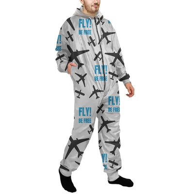 Fly Be Free White Jumpsuit for Men & Women aviation design on soft cotton blend jumpsuit.